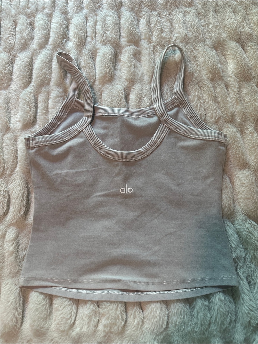 ALO Yoga Light Gray Gravel Ribbed Tank Top